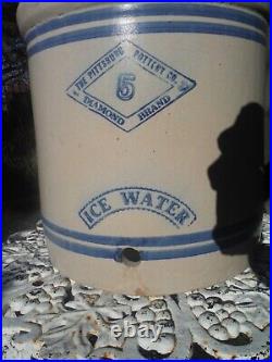 Antique 5 Gallon Stoneware Ice Water Crock Pittsburgh Pottery Co Diamond Brand