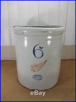 Antique 6 Gallon Red Wing Union Stoneware Pottery Crock approx 3 1/2 RED WING