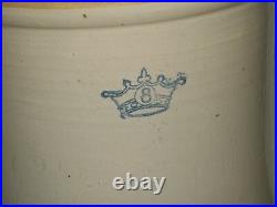 Antique 8 Gallon Blue Crown Stoneware Crock Robinson Ransbottom Pottery