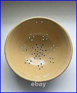 Antique 9.5 Yellow Ware Colander Bowl Stoneware Pottery