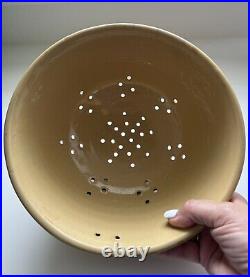 Antique 9.5 Yellow Ware Colander Bowl Stoneware Pottery