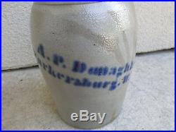 Antique AP Donaghho West Virginia Stoneware Crock Jar 8.5 Advertising Pottery
