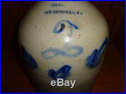 Antique A J Buttler New Brunswick NJ Cobalt Blue 2 Gallon Stoneware Pottery Jug