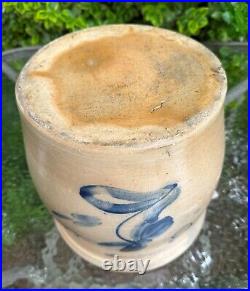 Antique A O Whittemore Stoneware 3 Gallon Crock Havana NY Cobalt Blue Flower