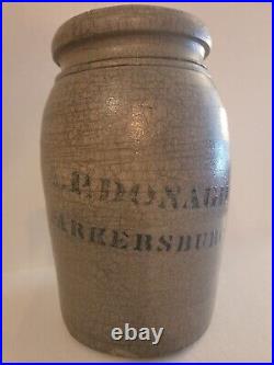 Antique A. P. Donaghho stoneware crock made in Parkersburg WV West Virginia 8