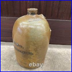 Antique A. P. Donaghho stoneware jug crock made in Parkersburg WV West Virginia