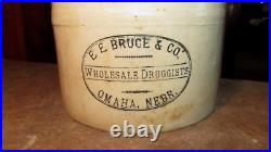 Antique Advertising Beehive Stoneware Crock Jug E. E. Bruce Omaha Nebraska
