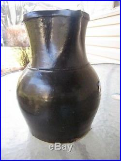 Antique Albany Glazed Southern Pottery Pitcher Stoneware Crock Jug 9.5 Tall