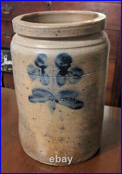 Antique American Blue Decorated Crock Salt Glaze Stoneware Baltimore 19th