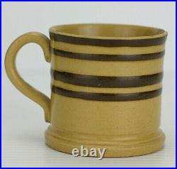 Antique American Pottery Yellow Ware Small Banded Cup Mug