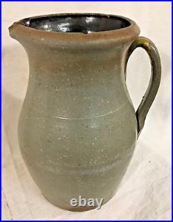 Antique American Salt Glaze Stoneware Pottery Pitcher Texas Hill Country 1860-90