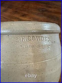 Antique American Salt Glazed Stoneware F H COWDEN HARRISBURG PA Jug