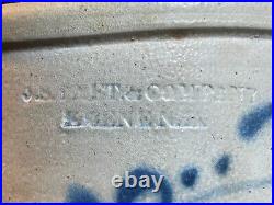 Antique American Stoneware Cobalt Blue Decorated Crock By J. S. Taft Keene, N. H