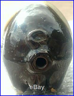 Antique Anna Pottery Style Stoneware Midwestern Whiskey Pig Flask Early 1900's
