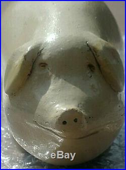 Antique Anna Pottery Style Stoneware Midwestern Whiskey Pig Flask Early 1900's