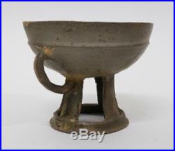 Antique Asian Korean Stoneware Pottery Cut-stem Bowl Silla Dynasty 57BC AD935