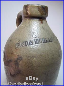 Antique BOSTON HIGHLAND YEAST Small Stoneware Pottery Jug impressed lettering