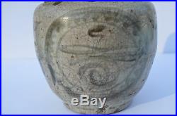Antique Beautiful Korean Hand Painted Pottery Stoneware Vase