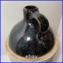 Antique Blue Star Stoneware Crooksville Ohio 2 Gallon Jug Primitive Salt Glaze