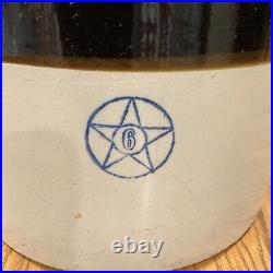 Antique Blue Star Stoneware Crooksville Ohio 6 Gallon Crock Primitive Salt Glaze