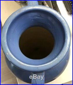 Antique Blue Stoneware Pottery 20 Handled Floor Vase Garden Jars (2 Avail)