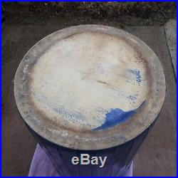 Antique Blue & White Stoneware Acorns Umbrella Stand Sand Jar by Uhl Pottery