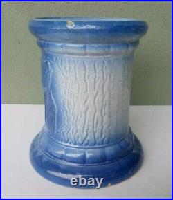 Antique Blue & White Stoneware Art Pottery Tulip Pattern Jardiniere Pedestal