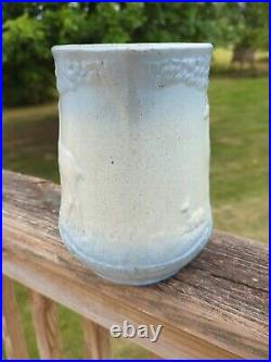 Antique Blue & White Stoneware McCoy Pottery Pitcher Doe & Fawn