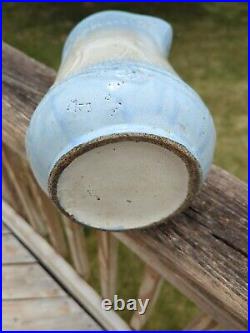 Antique Blue & White Stoneware McCoy Pottery Pitcher Doe & Fawn