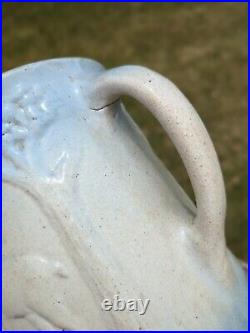 Antique Blue & White Stoneware McCoy Pottery Pitcher Doe & Fawn