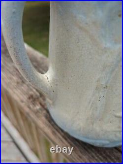 Antique Blue & White Stoneware McCoy Pottery Pitcher Doe & Fawn