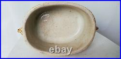 Antique Brampton Pottery salt glaze butter dish pot lion head 19th century 1830s
