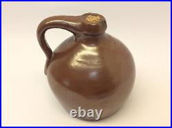 Antique Brown Glazed Stoneware Earthenware Pottery Jug Corked Decorative