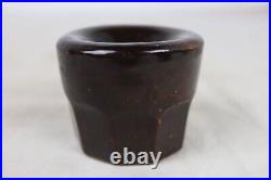 Antique Brown Glazed Stoneware Pottery Funnel Inkwell Large 3.25 D x 2.5 T