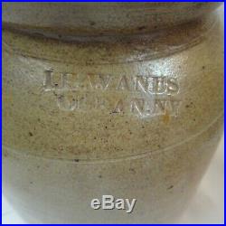 Antique Brown Salt Glazed Stoneware Pottery Crock IH Wands Olean NY