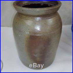 Antique Brown Salt Glazed Stoneware Pottery Crock IH Wands Olean NY