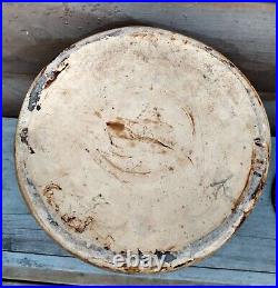 Antique Brown Slip Salt Glazed 3 Gallon Stoneware Butter Churn Crock with Lid