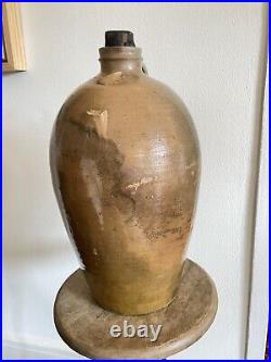 Antique Brown Stoneware Jug North Carolina Georgia Pottery 20 H 5G