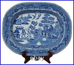 Antique Burslem Staffordshire Stoneware Blue Willow Transferware Platters 16