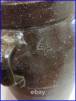 Antique Catawa Valley NC Pottery Brown Crock Butter Churn Jar Ear Handle
