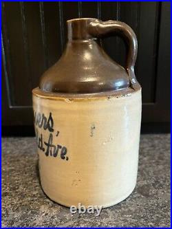 Antique Chas Sommers Newark NJ Stoneware Script Jug