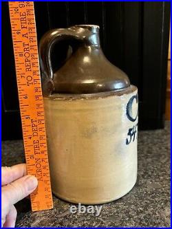 Antique Chas Sommers Newark NJ Stoneware Script Jug