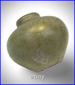 Antique Chinese Stoneware Celadon Jarlet Vase Song Yuan Dynasty