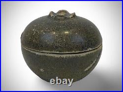 Antique Chinese Stoneware Celadon Round Box Jar Song Yuan Dynasty