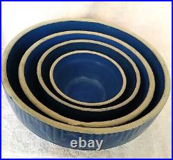 Antique Clay City Pottery Nesting Mixing Bowls Made 1920's of Clay Stoneware