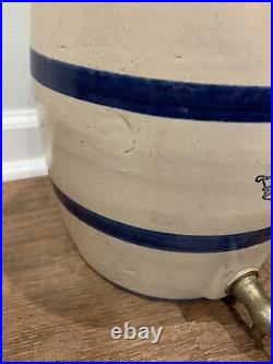 Antique Cobalt Blue 2 Gal Stoneware Crock With Lid &Spout Farmhouse Rustic Pottery