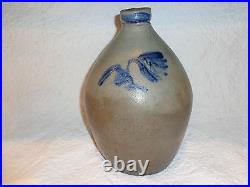 Antique Cobalt Blue Decorated Stoneware Pottery Storage Jug/Jar