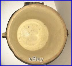 Antique Cobalt Decor Salt Glazed Stoneware Berry Bucket Pail Bail Handle AAFA