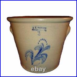 Antique Cobalt Salt Glaze 3 Gal Stoneware Crock Flower Pot Planter A. K. Ballard