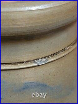 Antique Cobalt Striped Pottery Canning Jar Crock Stoneware Northern